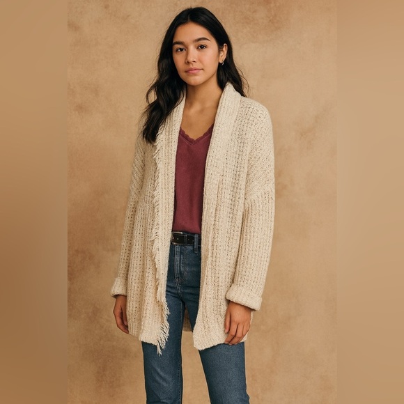 Free People Sweaters - Free People I’ll Be Around Cozy Knit Cardigan Oatmeal Cream XS
